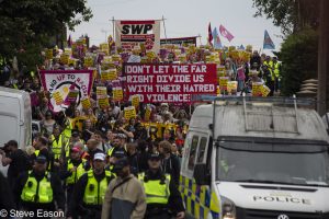 Hundreds of people join the anti-fascist march.