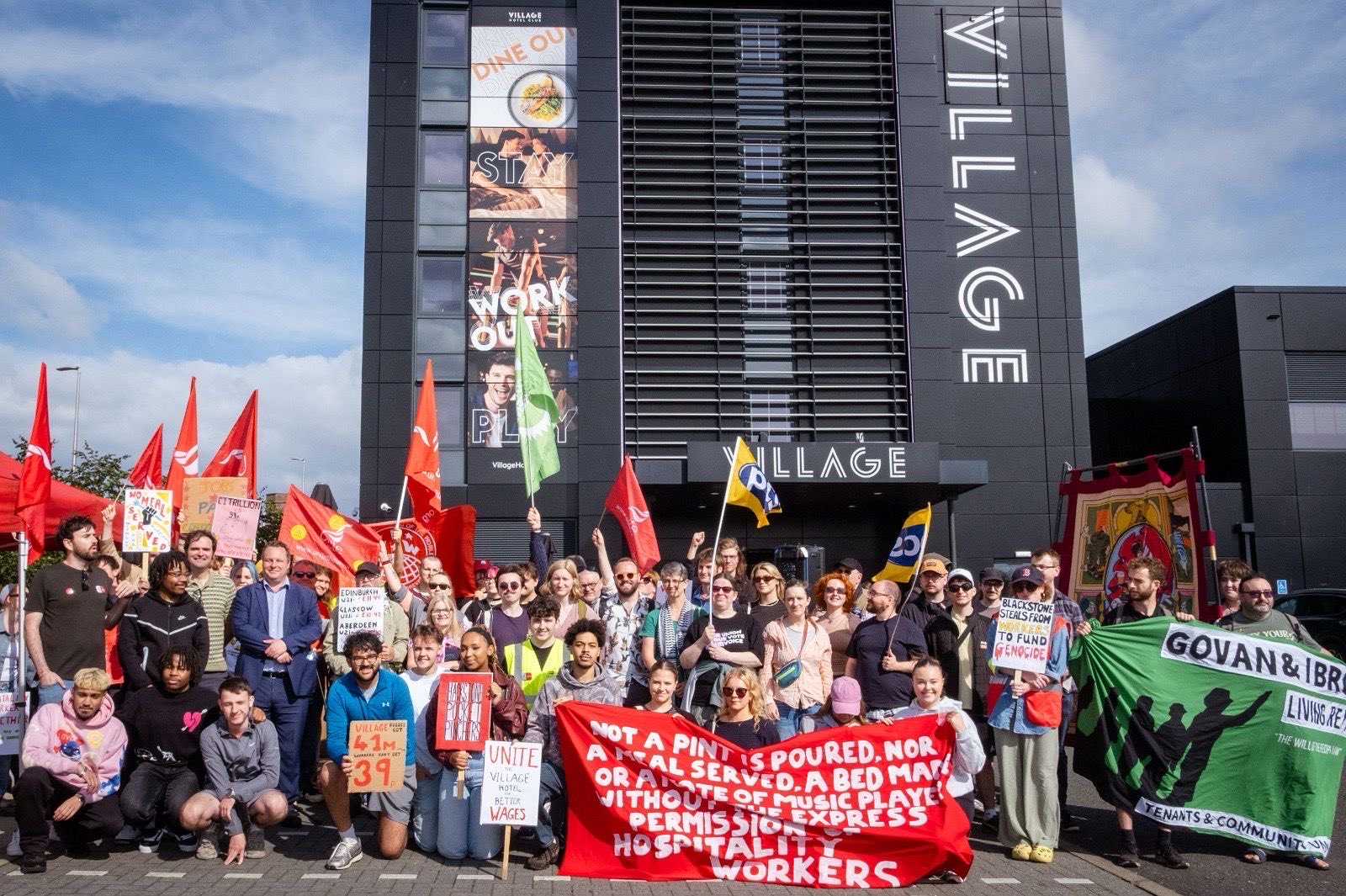 Village Hotel workers on strike