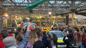 Crowds gather in the concourse of Edinburgh's Waverley station