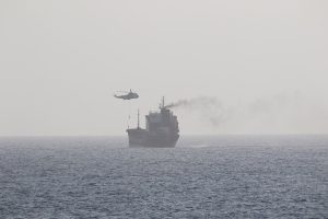 Motor Tanker (M/T) Wila, a merchant vessel in international waters en-route to the UAE port of Khor Fakkan, in the Gulf of Oman, was boarded by armed Iranian personnel who fast roped aboard the ship from an Iranian Sea King helicopter as it hovered above. Coalition Task Force Sentinel, the operational arm of the International Maritime Security Construct, is a multinational maritime effort which promotes maritime stability and safe passage, enhancing freedom of navigation throughout key waterways in the Arabian Gulf, Strait of Hormuz, Gulf of Oman, Gulf of Aden, Bab el-Mandeb Strait and Southern Red Sea.