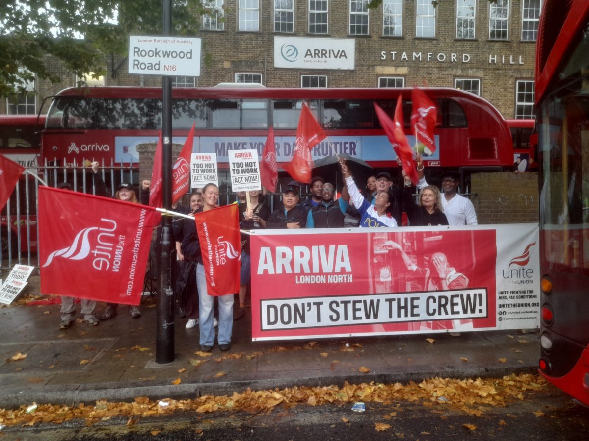 east London rs21 members and bus drivers at the